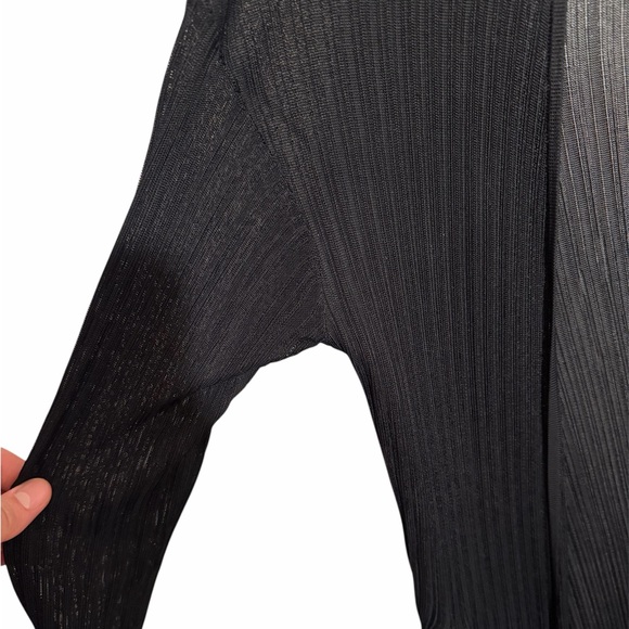 MM Lafleur Graham Kimono Duster Cardigan Black Ribbed-Knit Side Slit Shawl - Picture 10 of 11